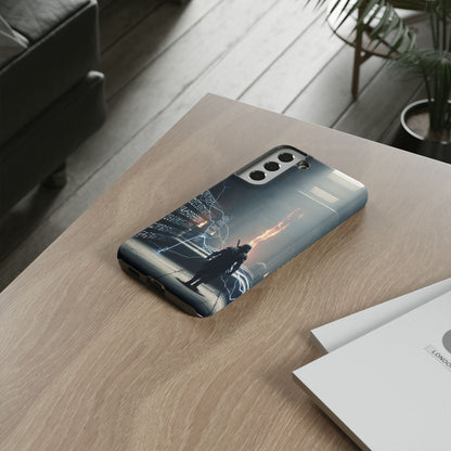 Phone Case - Cybermage Silhouette with Lightning Spell