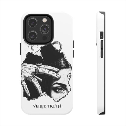 Tough Phone Case — Veiled Truth Black &amp; White Mystic Illustration