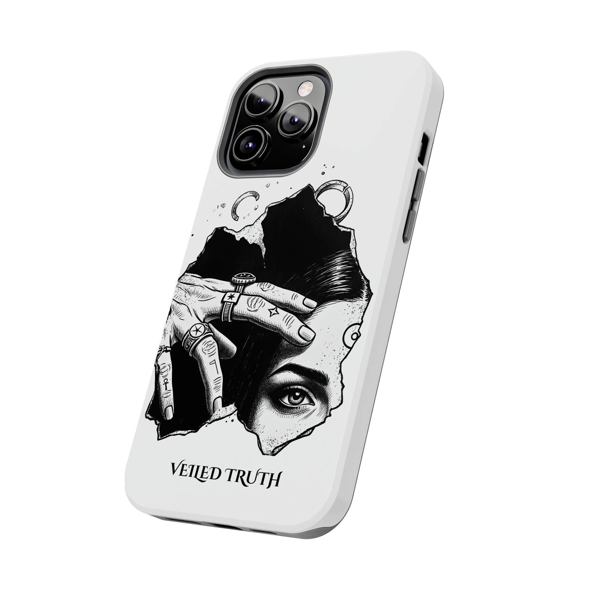 Tough Phone Case — Veiled Truth Black &amp; White Mystic Illustration