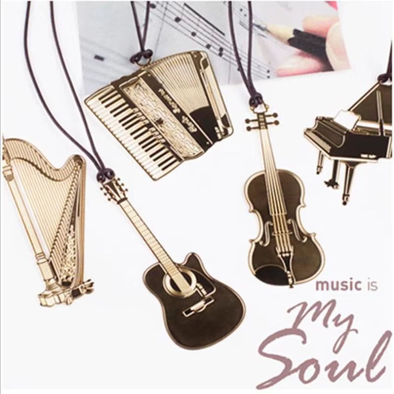 Musical Instrument Metal Bookmark - Organ Harp 