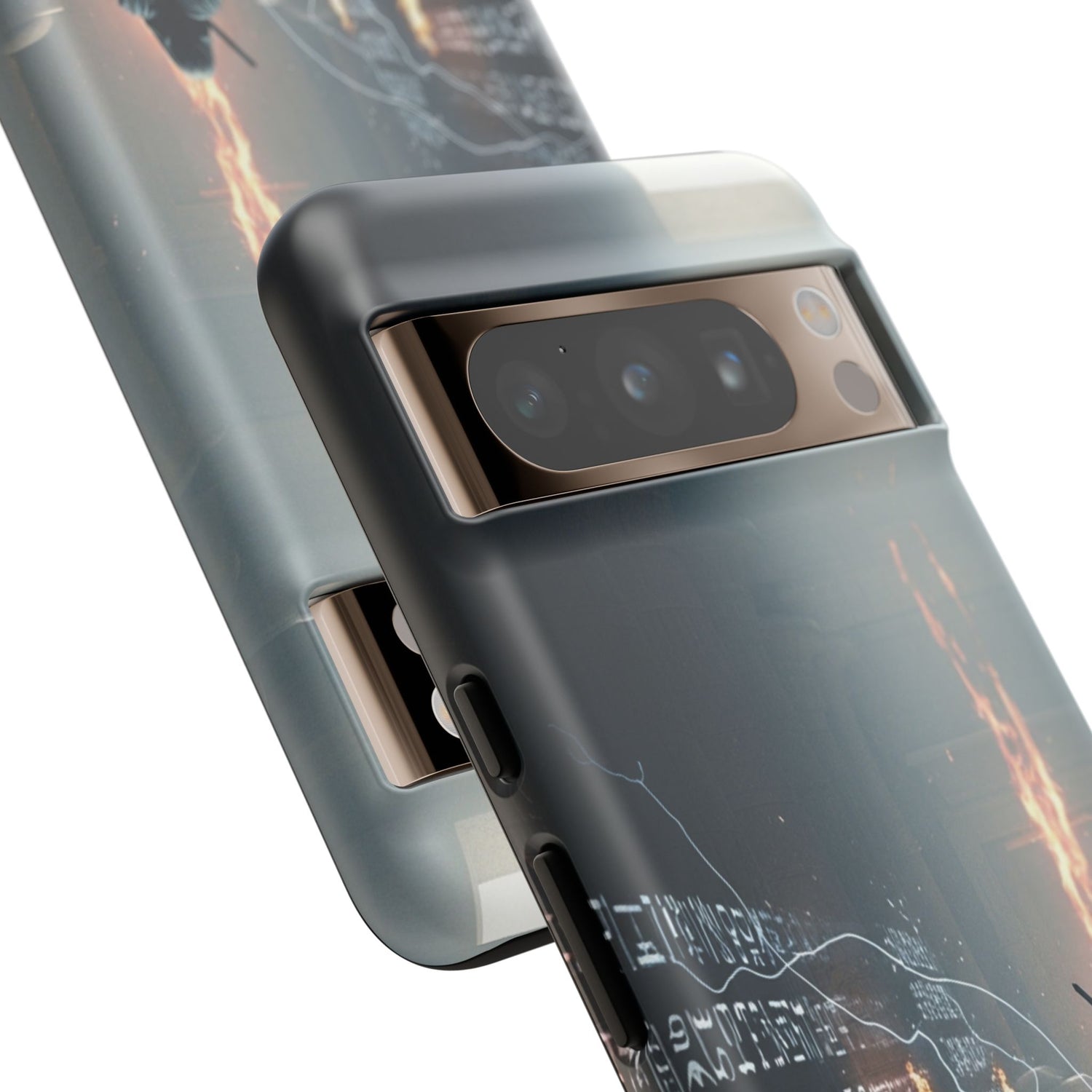 Phone Case - Cybermage Silhouette with Lightning Spell