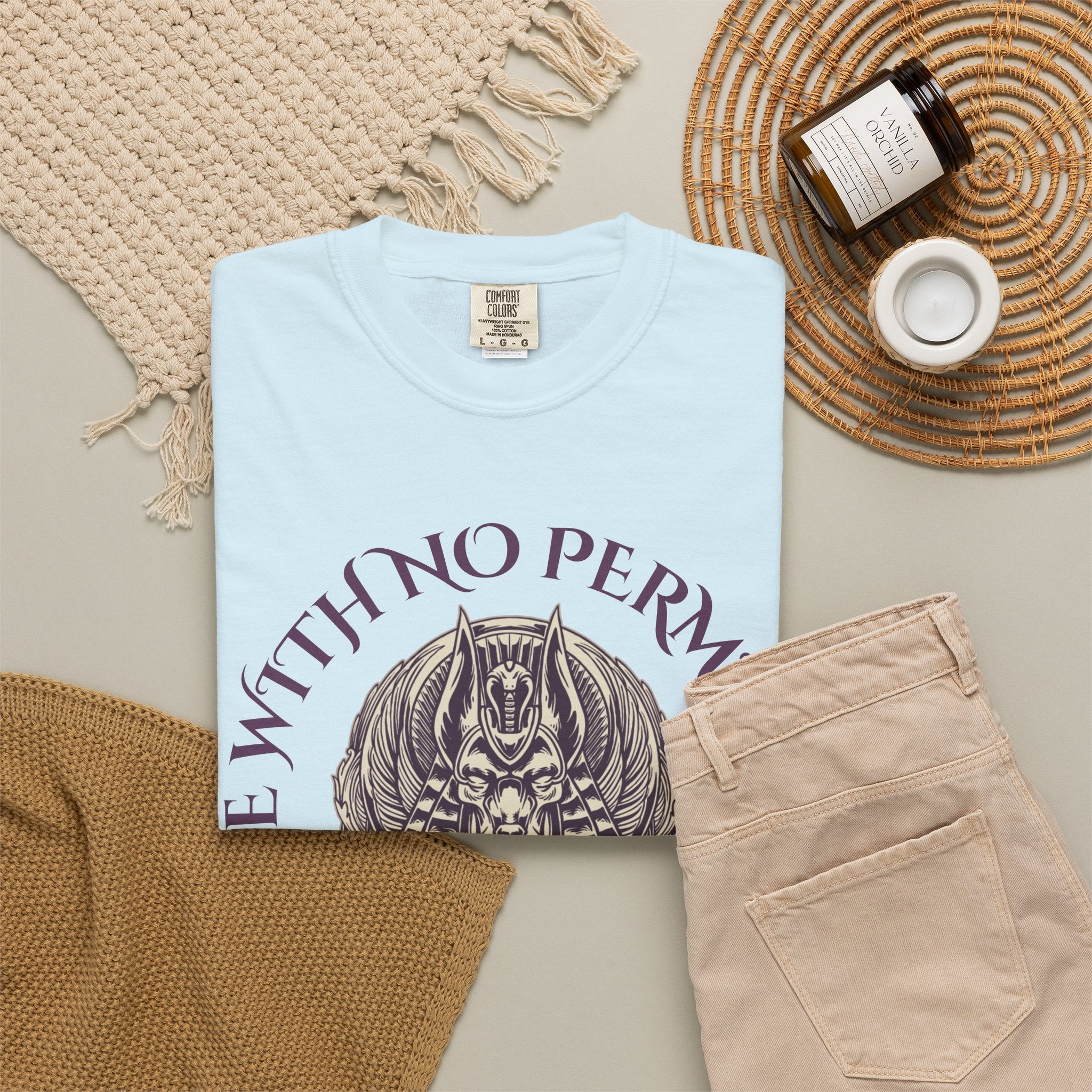 Rise With No Permission T-Shirt — Anubis Helmet Graphic Tee (“Your Song Is Your Spell”)