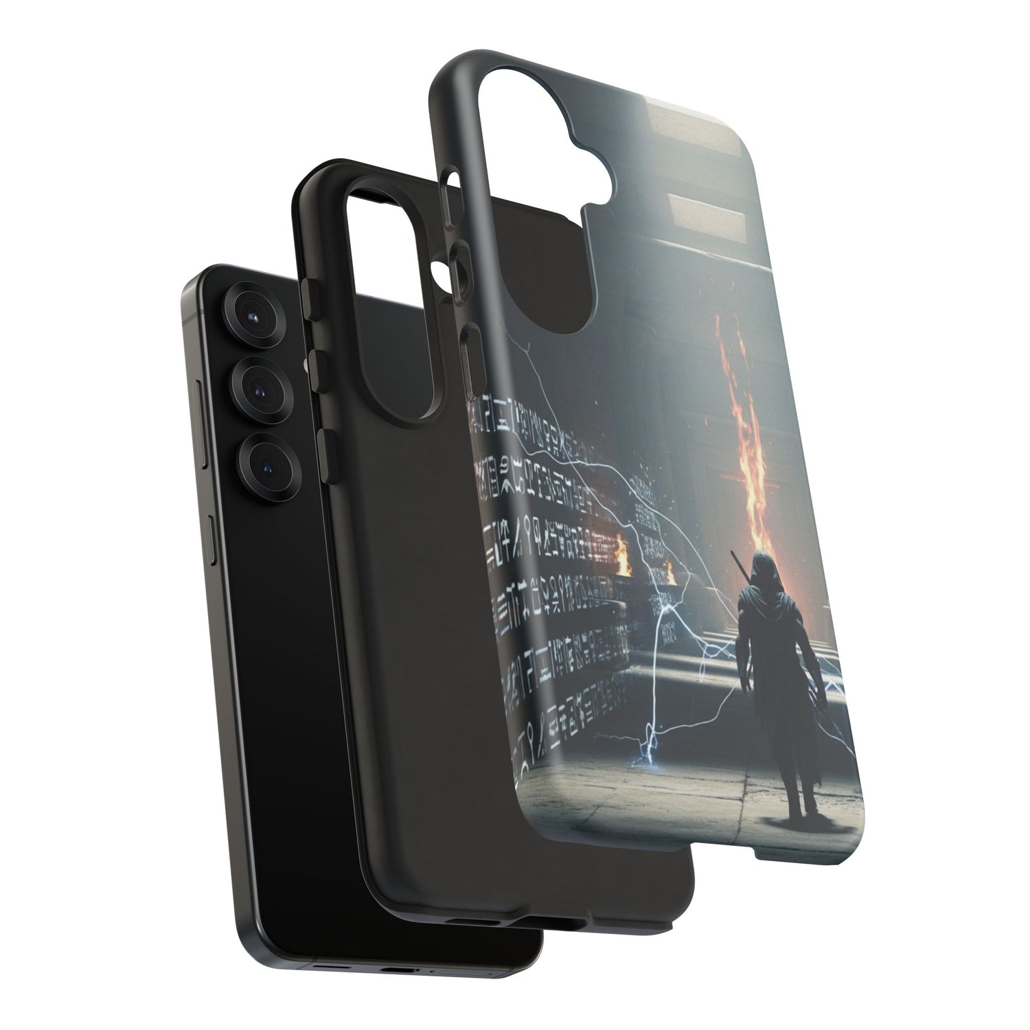Phone Case - Cybermage Silhouette with Lightning Spell
