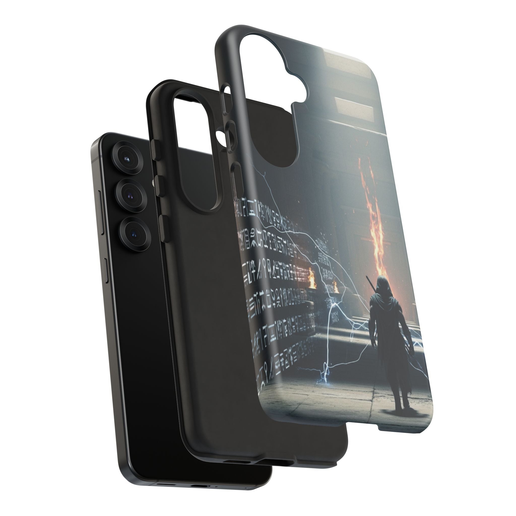 Phone Case - Cybermage Silhouette with Lightning Spell
