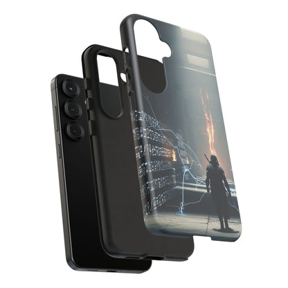 Phone Case - Cybermage Silhouette with Lightning Spell