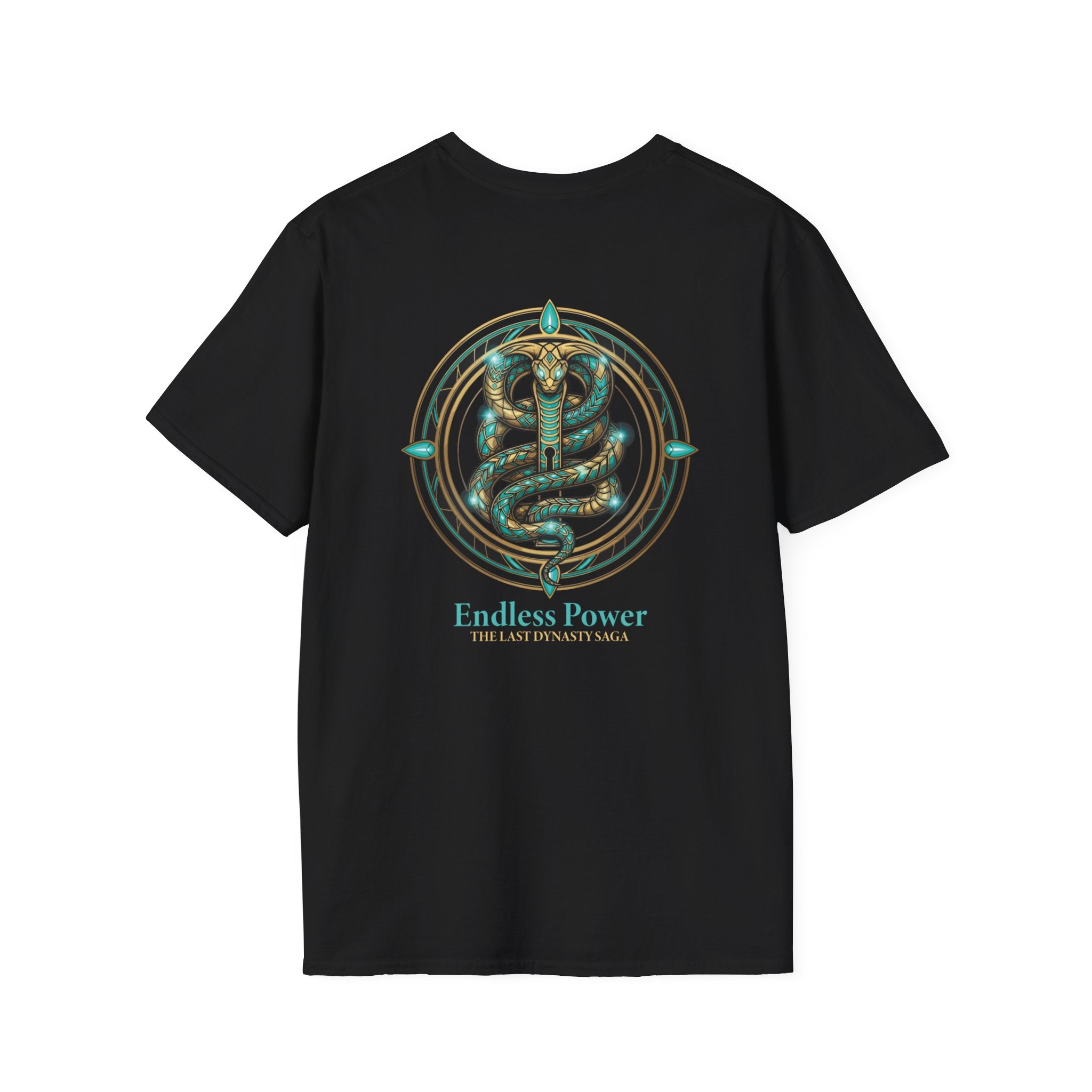 Egyptian Pharaoh Chest &amp; Serpent Back T-Shirt — "This Is Your Awakening / Endless Power"
