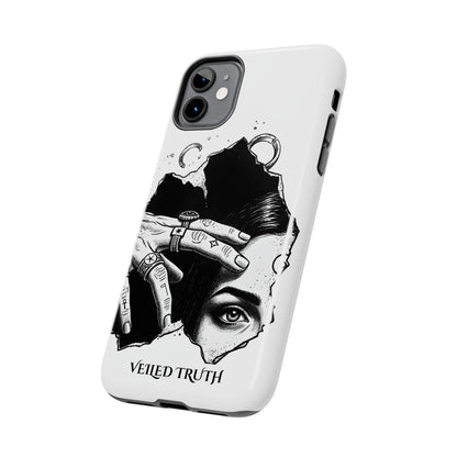 Tough Phone Case — Veiled Truth Black &amp; White Mystic Illustration