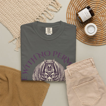 Rise With No Permission T-Shirt — Anubis Helmet Graphic Tee (“Your Song Is Your Spell”)