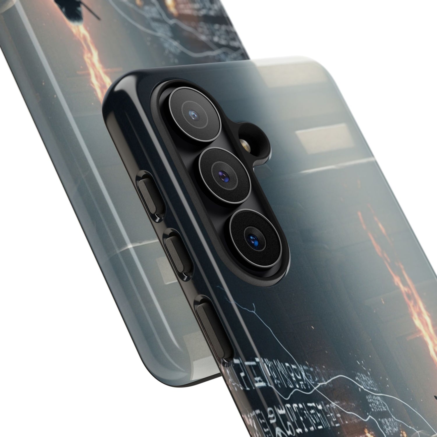 Phone Case - Cybermage Silhouette with Lightning Spell
