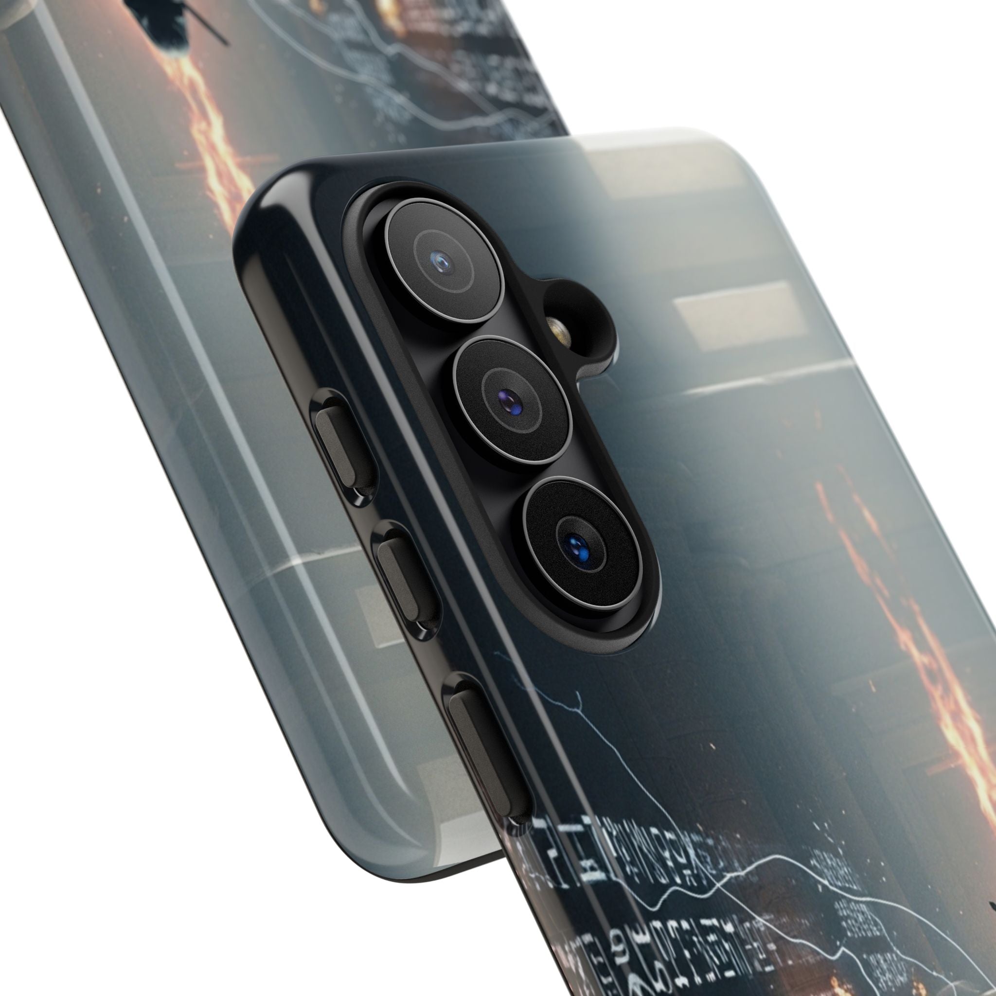Phone Case - Cybermage Silhouette with Lightning Spell