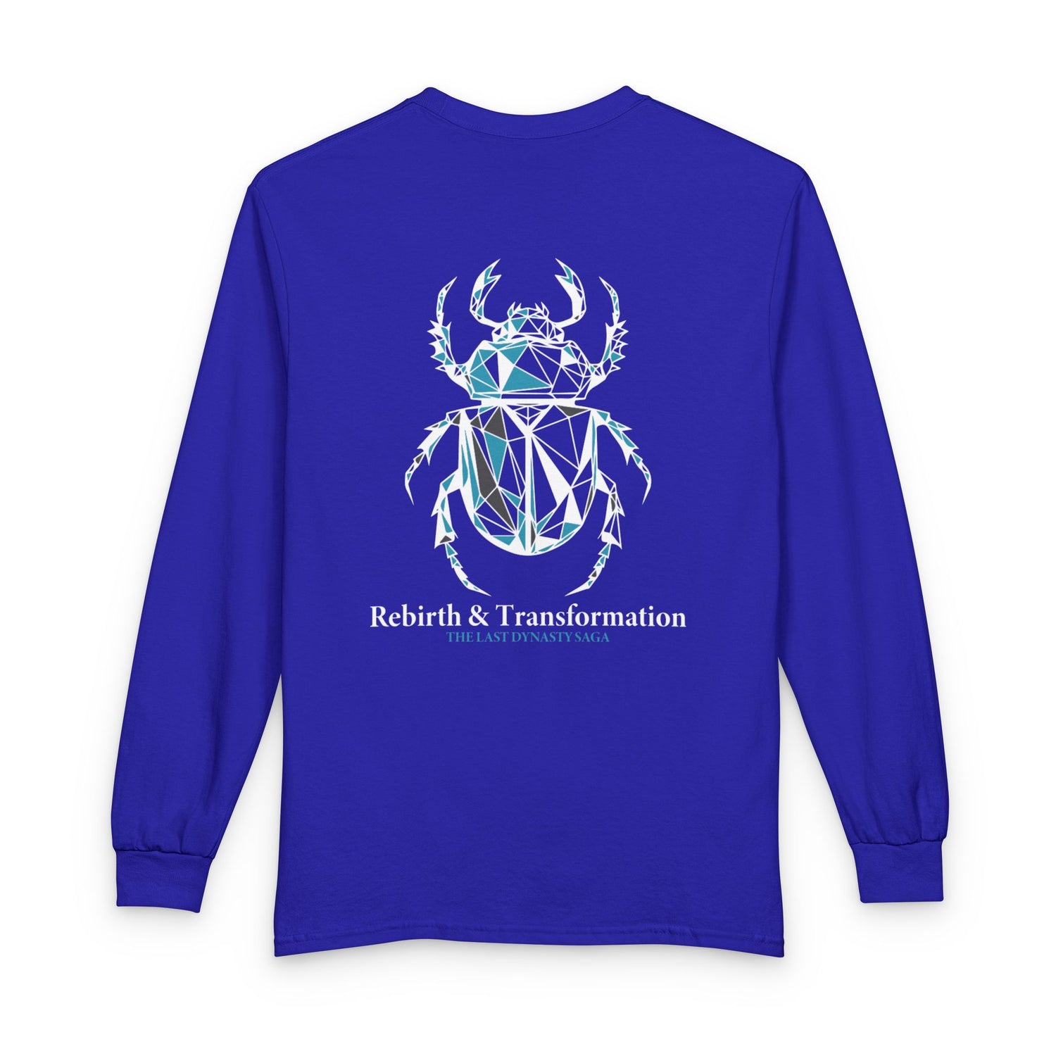 Strength Is Your Nature Long Sleeve Tee — Geometric Serpent Sword and Scarab Design
