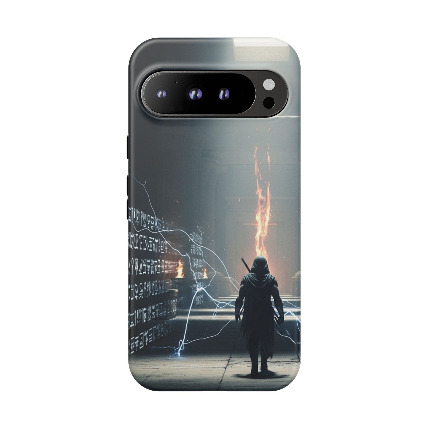 Phone Case - Cybermage Silhouette with Lightning Spell