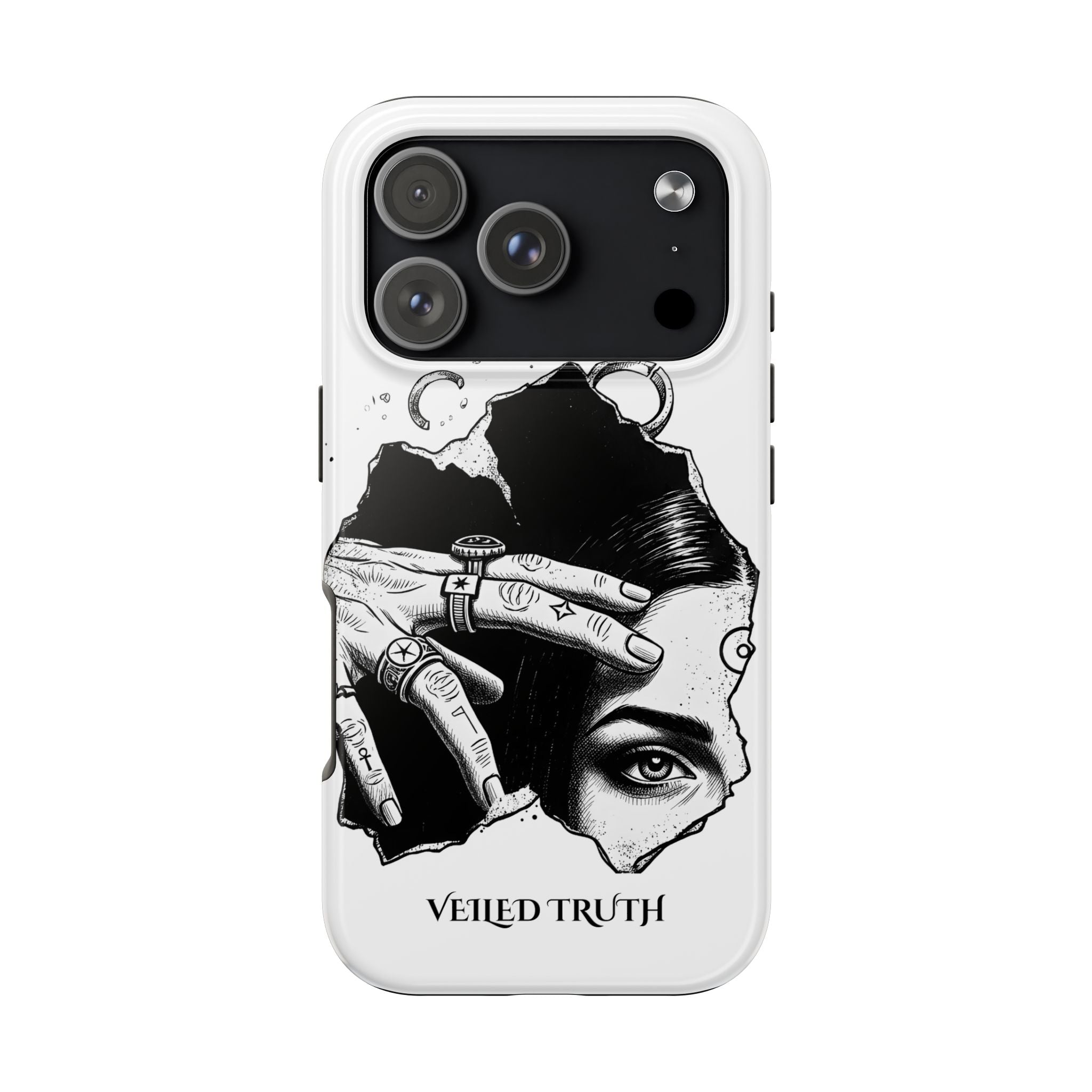 Tough Phone Case — Veiled Truth Black &amp; White Mystic Illustration