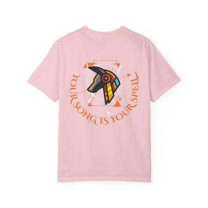 Rise With No Permission T-Shirt — Anubis Helmet Graphic Tee (“Your Song Is Your Spell”)