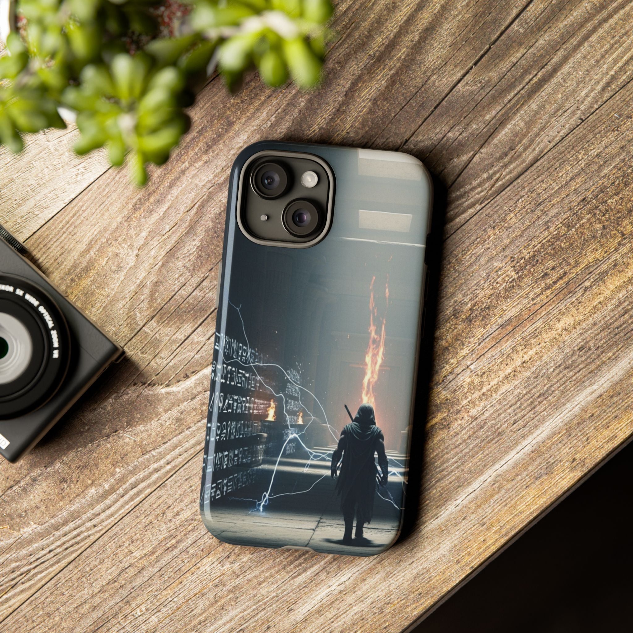 Phone Case - Cybermage Silhouette with Lightning Spell