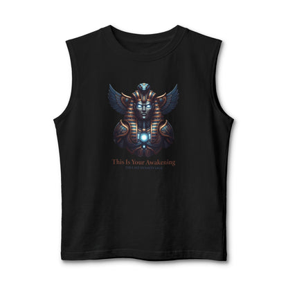 Egyptian Scarab Muscle Tank — "This Is Your Awakening" Mystical Graphic