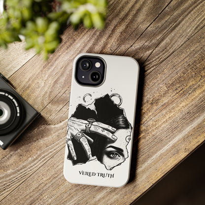 Tough Phone Case — Veiled Truth Black &amp; White Mystic Illustration