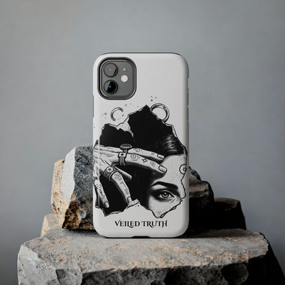 Tough Phone Case — Veiled Truth Black &amp; White Mystic Illustration