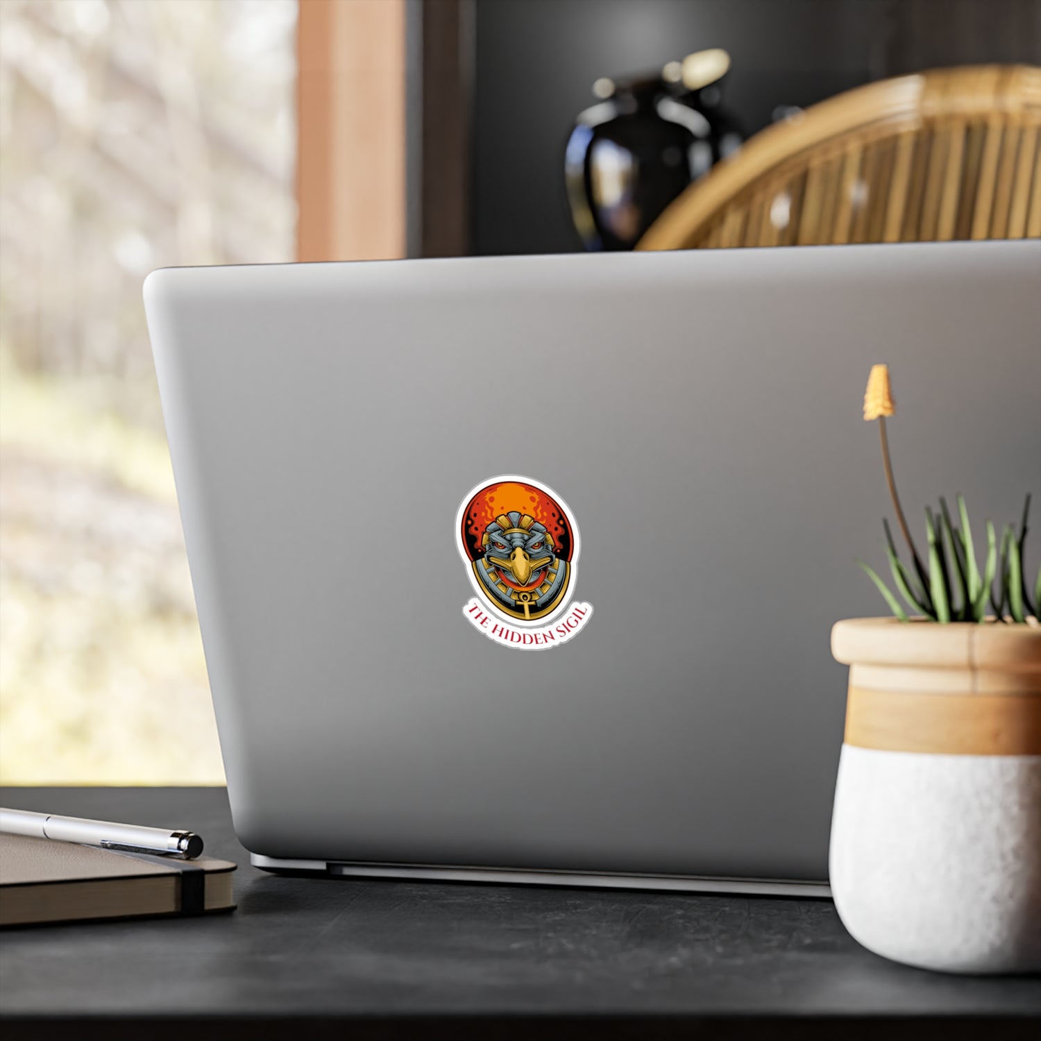 Egyptian Falcon Emblem Sticker — "The Hidden Sigil" Kiss-Cut Vinyl Decal