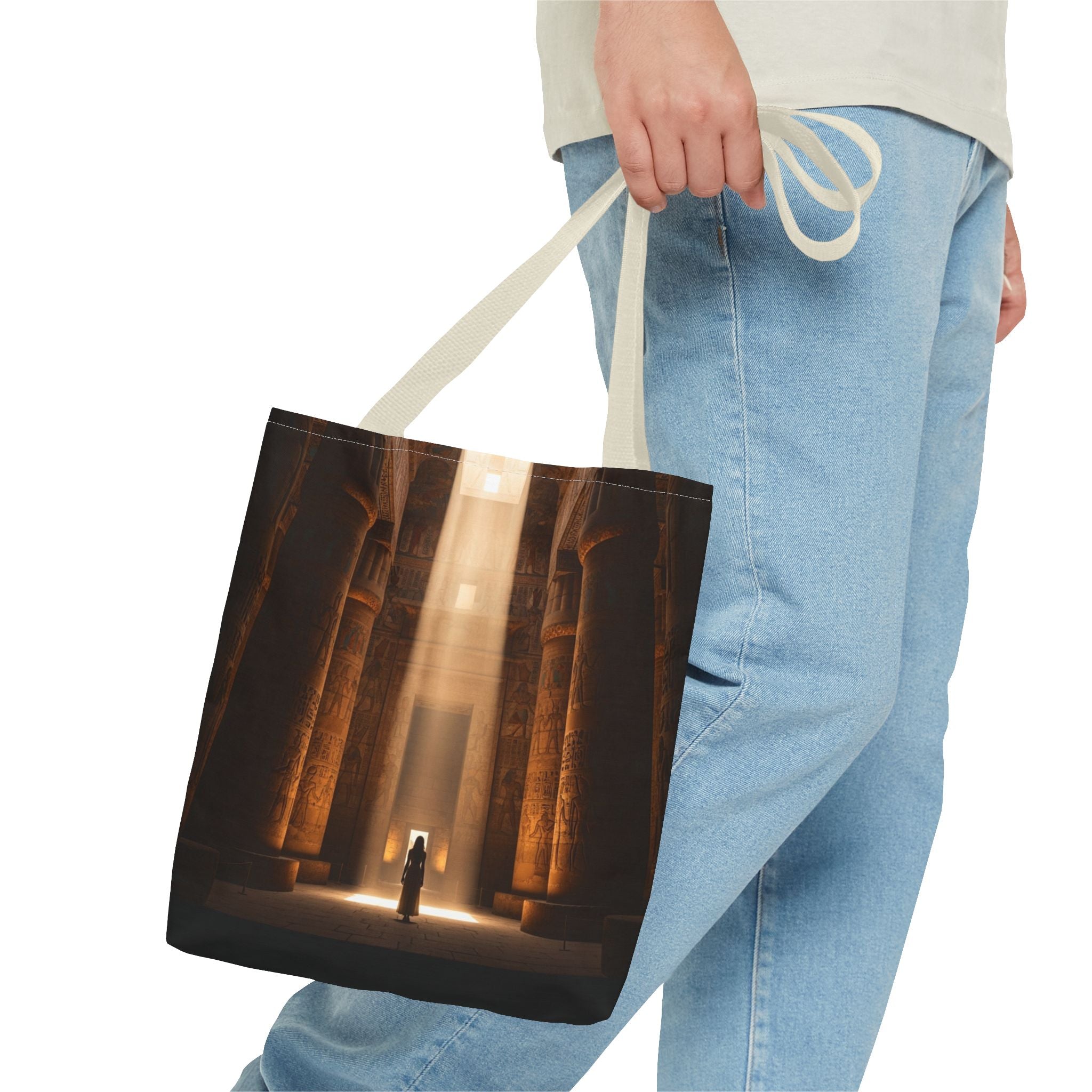 Mystic Temple Tote Bag — Ancient Light &amp; Symbolic Wheel AOP Tote