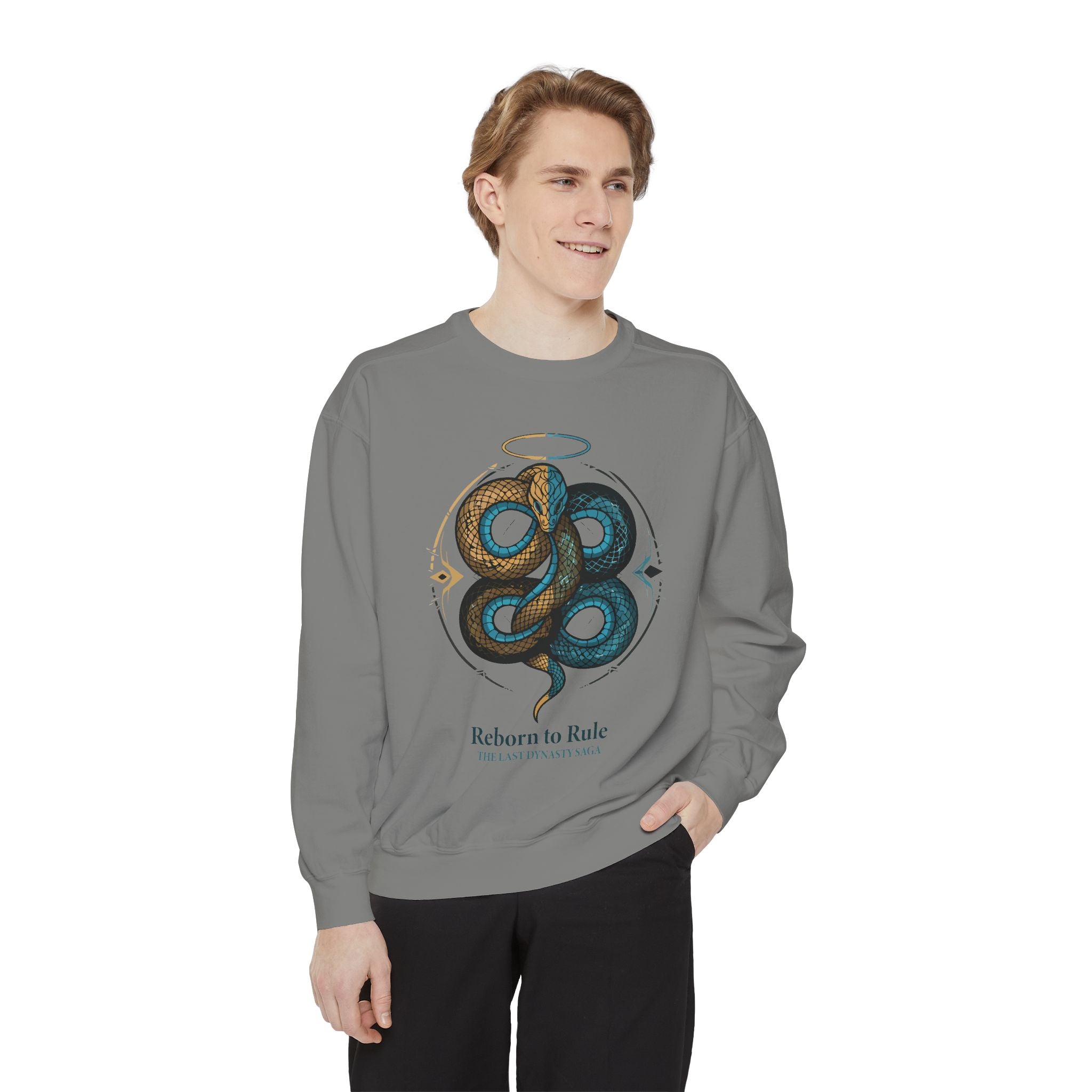 Snake Emblem Sweatshirt — "Reborn to Rule" Graphic Crewneck