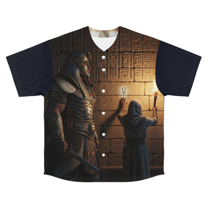 Egyptian Pharaoh Baseball Jersey – Ancient Hieroglyphic Ankh Design