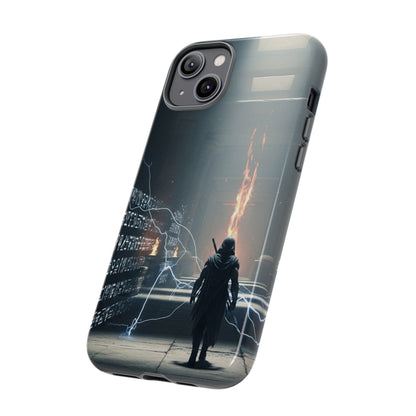 Phone Case - Cybermage Silhouette with Lightning Spell