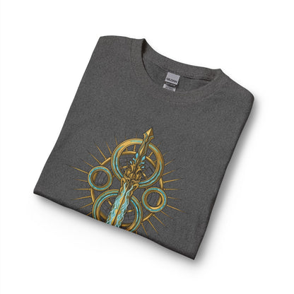 Strength Is Your Nature Long Sleeve Tee — Geometric Serpent Sword and Scarab Design