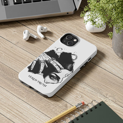 Tough Phone Case — Veiled Truth Black &amp; White Mystic Illustration