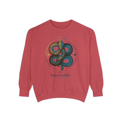 Snake Emblem Sweatshirt — "Reborn to Rule" Graphic Crewneck