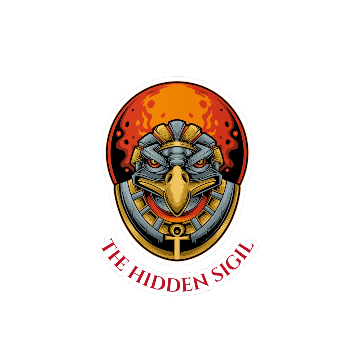 Egyptian Falcon Emblem Sticker — "The Hidden Sigil" Kiss-Cut Vinyl Decal