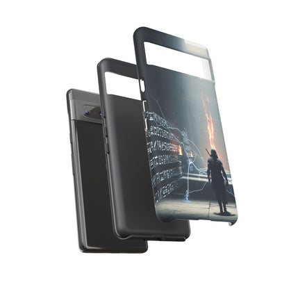 Phone Case - Cybermage Silhouette with Lightning Spell