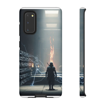Phone Case - Cybermage Silhouette with Lightning Spell