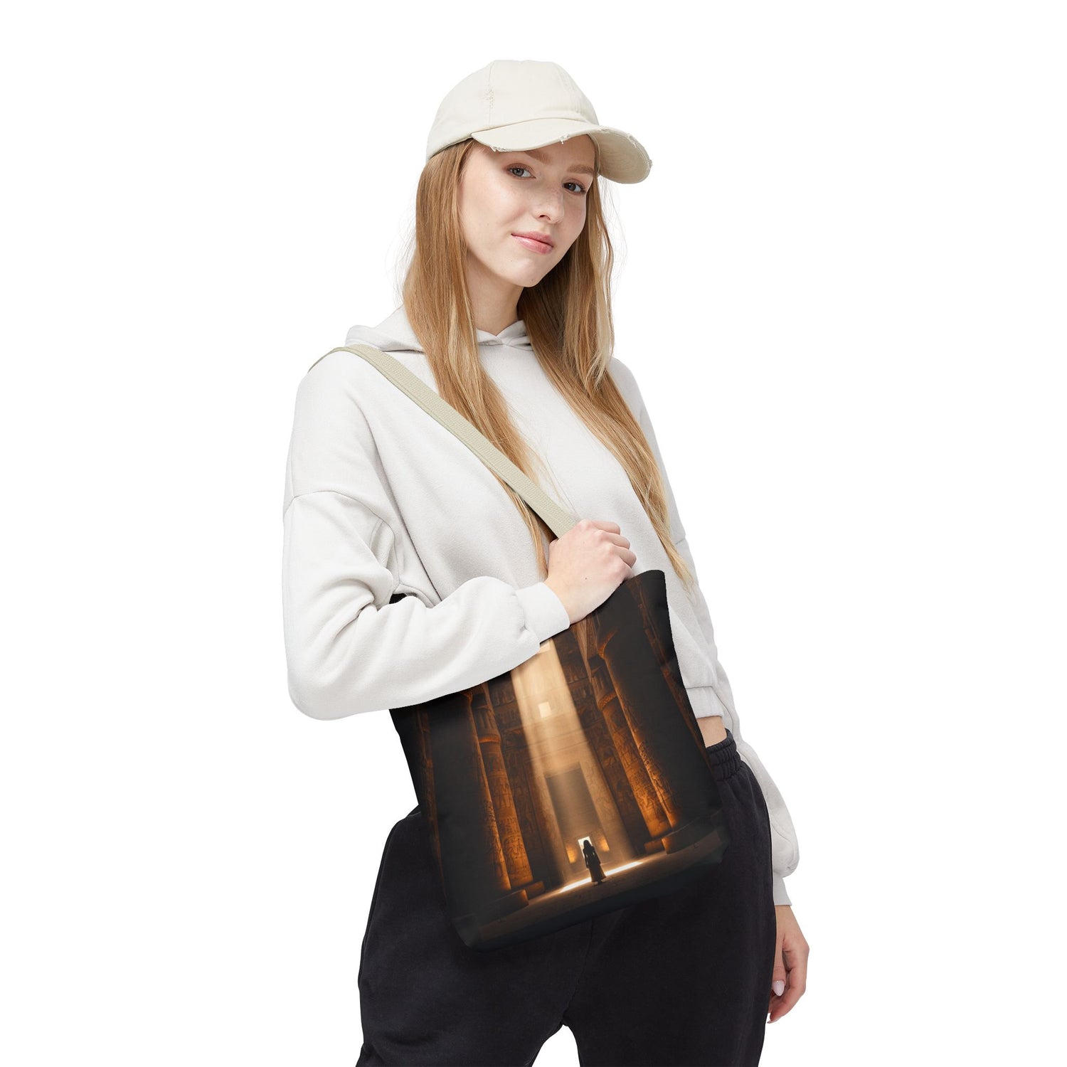 Mystic Temple Tote Bag — Ancient Light &amp; Symbolic Wheel AOP Tote