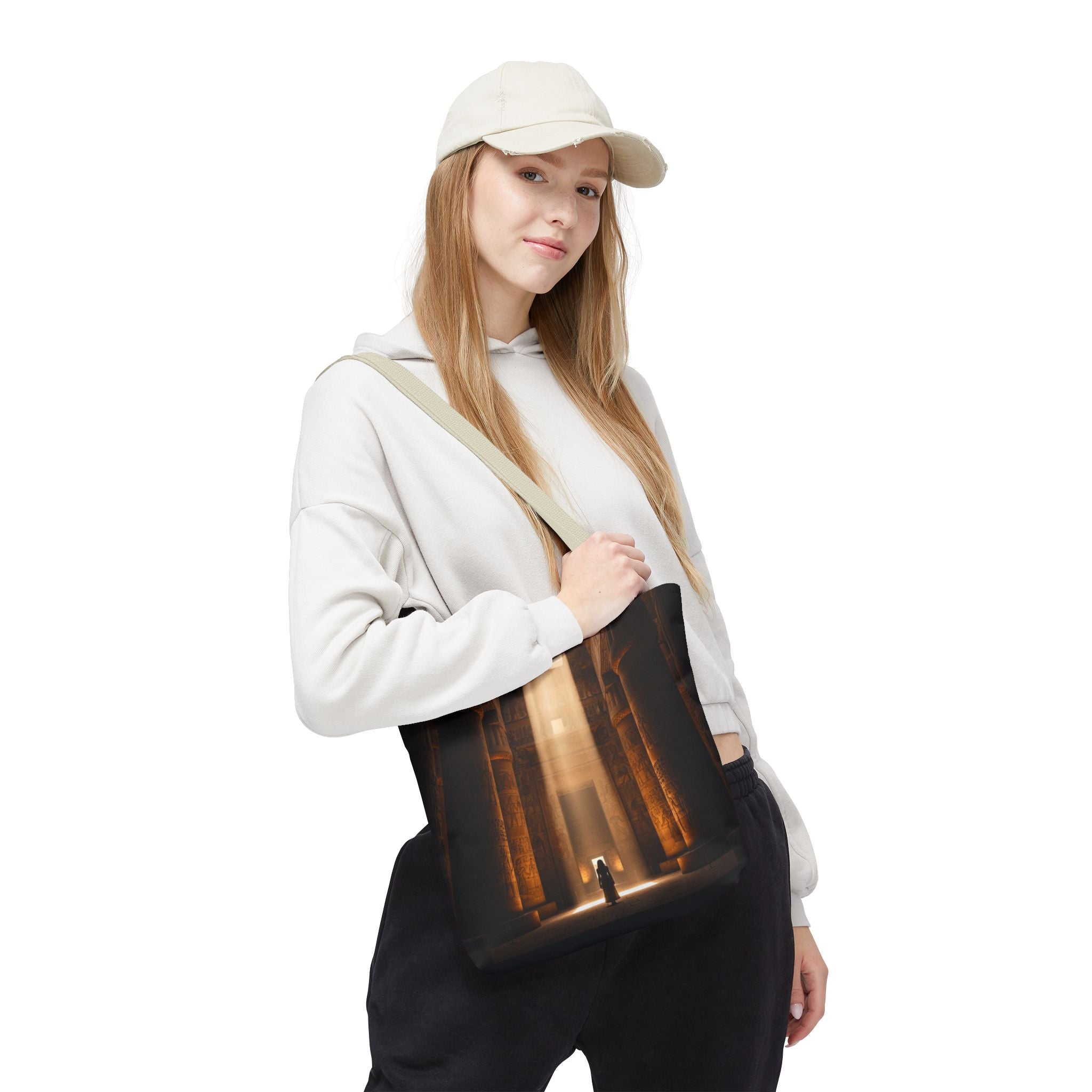 Mystic Temple Tote Bag — Ancient Light &amp; Symbolic Wheel AOP Tote