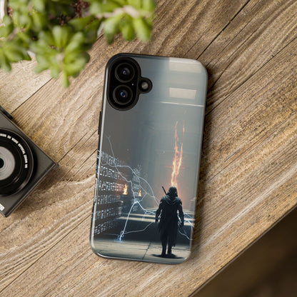 Phone Case - Cybermage Silhouette with Lightning Spell