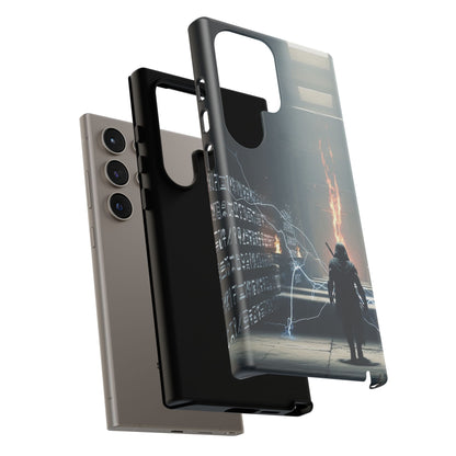 Phone Case - Cybermage Silhouette with Lightning Spell