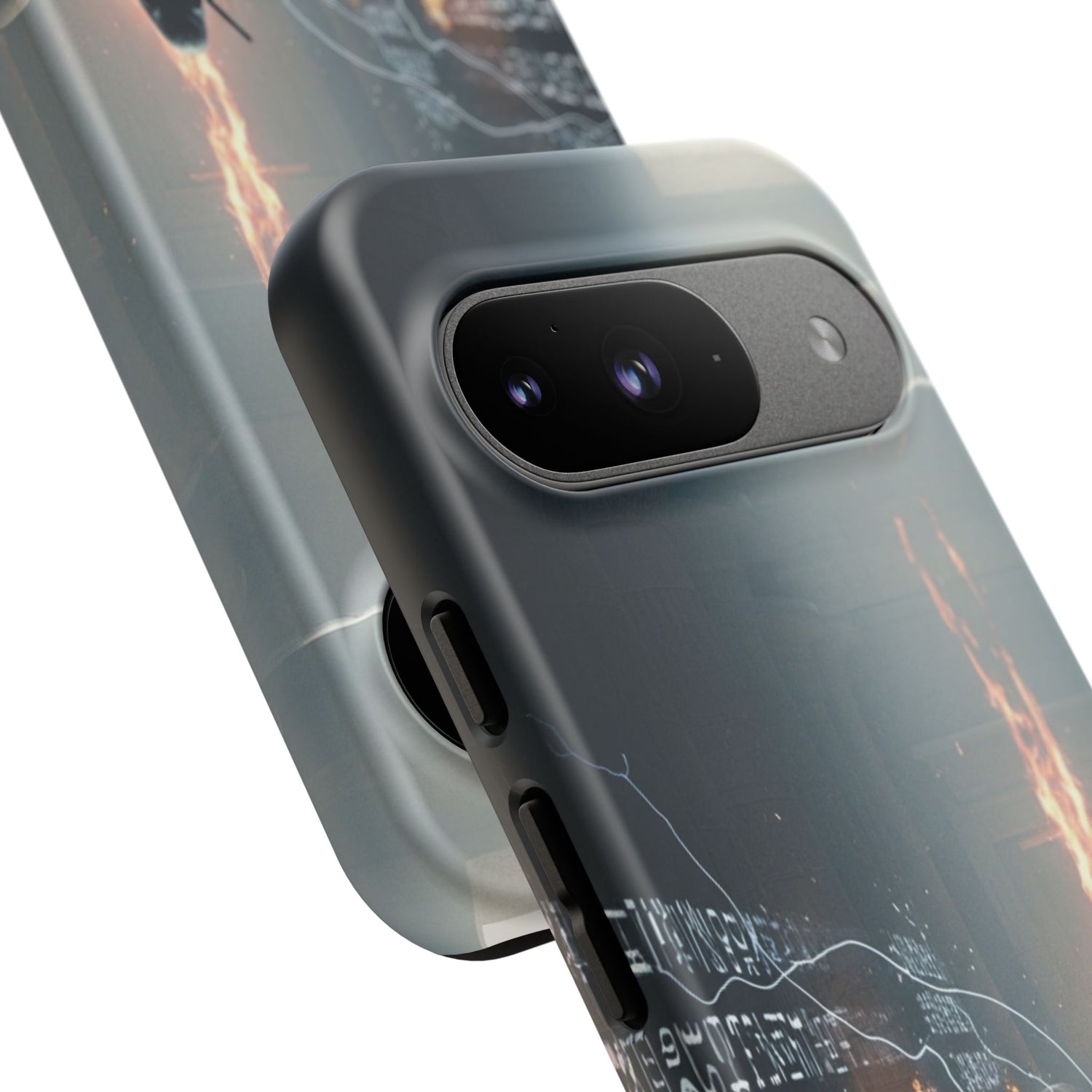 Phone Case - Cybermage Silhouette with Lightning Spell