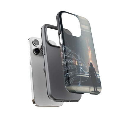 Phone Case - Cybermage Silhouette with Lightning Spell