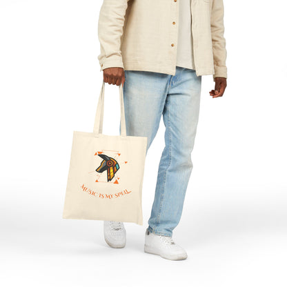 Canvas Tote Bag — Geometric Musical Horse &amp; Intricate Mandala Horse Art