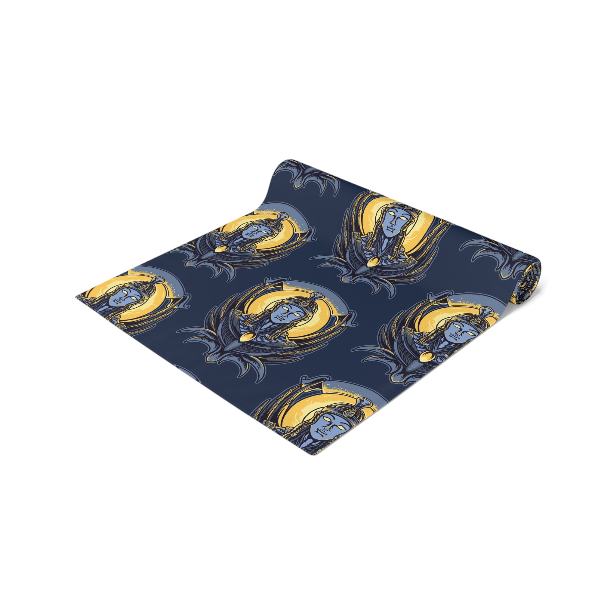 Art Nouveau Moon &amp; Owl Table Runner — Night Sky Decorative Linen