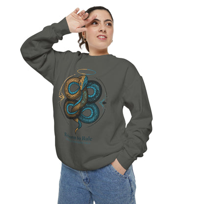 Snake Emblem Sweatshirt — "Reborn to Rule" Graphic Crewneck