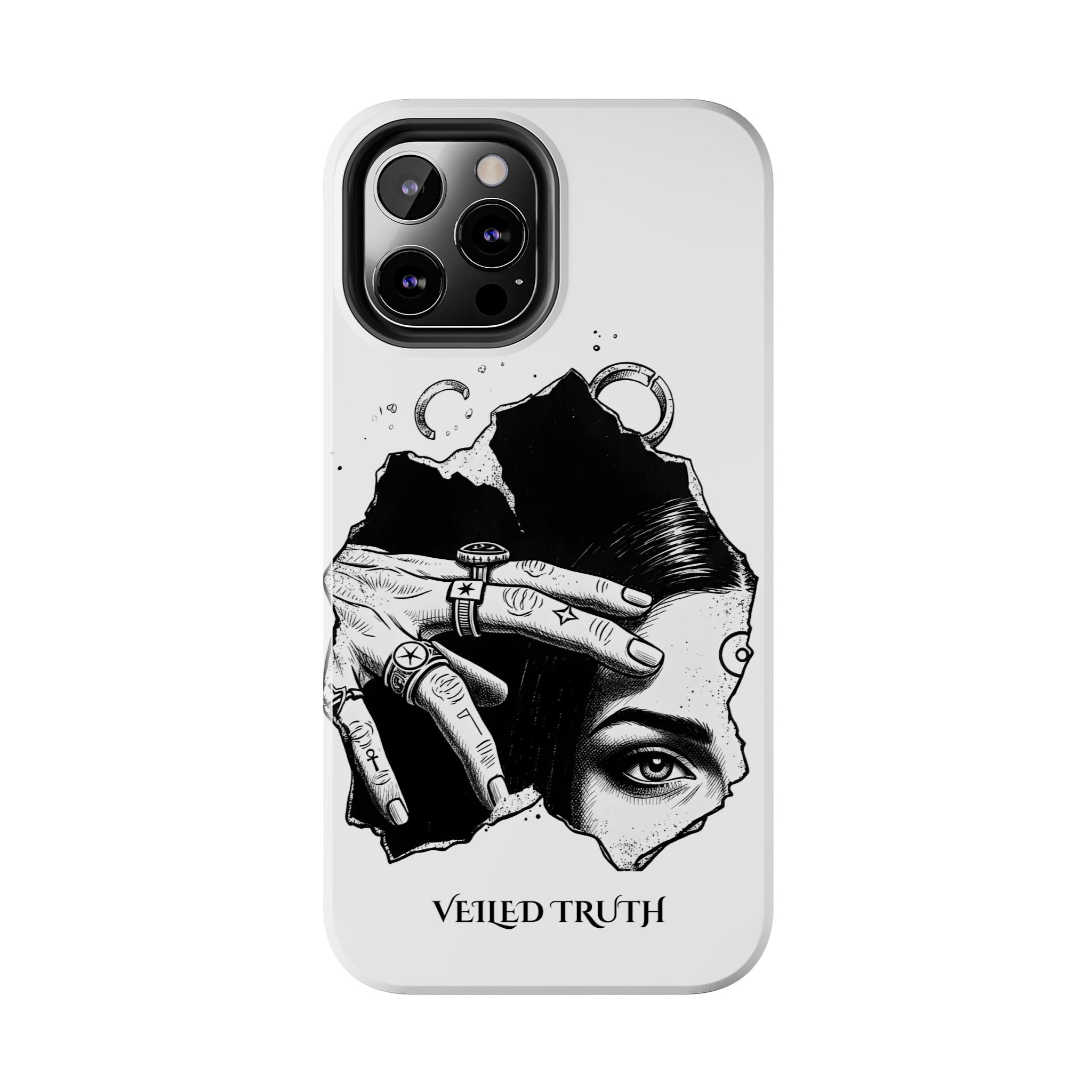 Tough Phone Case — Veiled Truth Black &amp; White Mystic Illustration