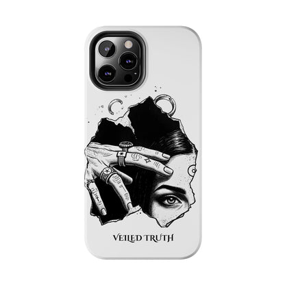 Tough Phone Case — Veiled Truth Black &amp; White Mystic Illustration