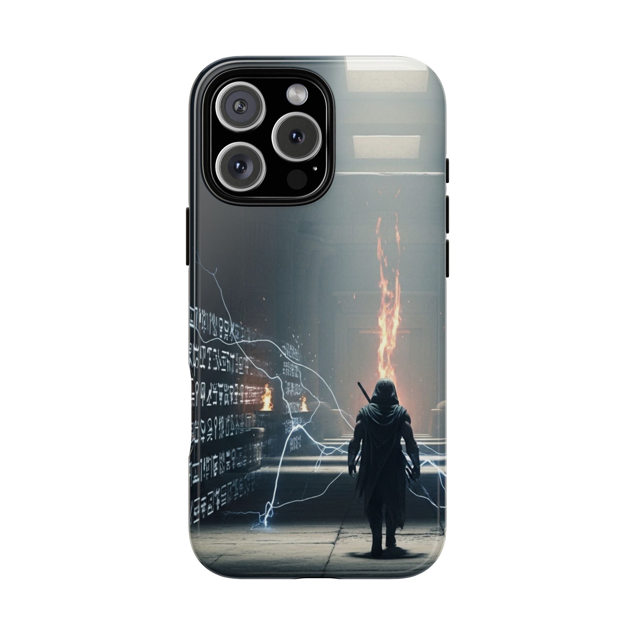 Phone Case - Cybermage Silhouette with Lightning Spell