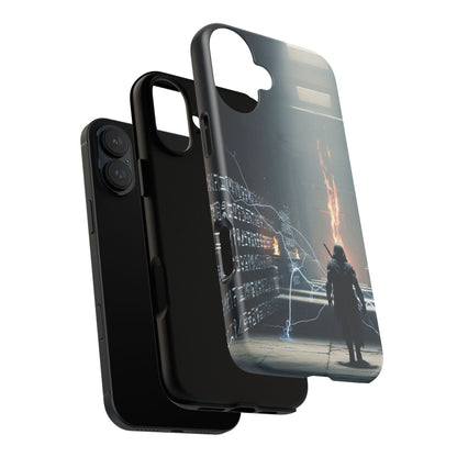 Phone Case - Cybermage Silhouette with Lightning Spell