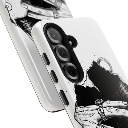 Tough Phone Case — Veiled Truth Black &amp; White Mystic Illustration