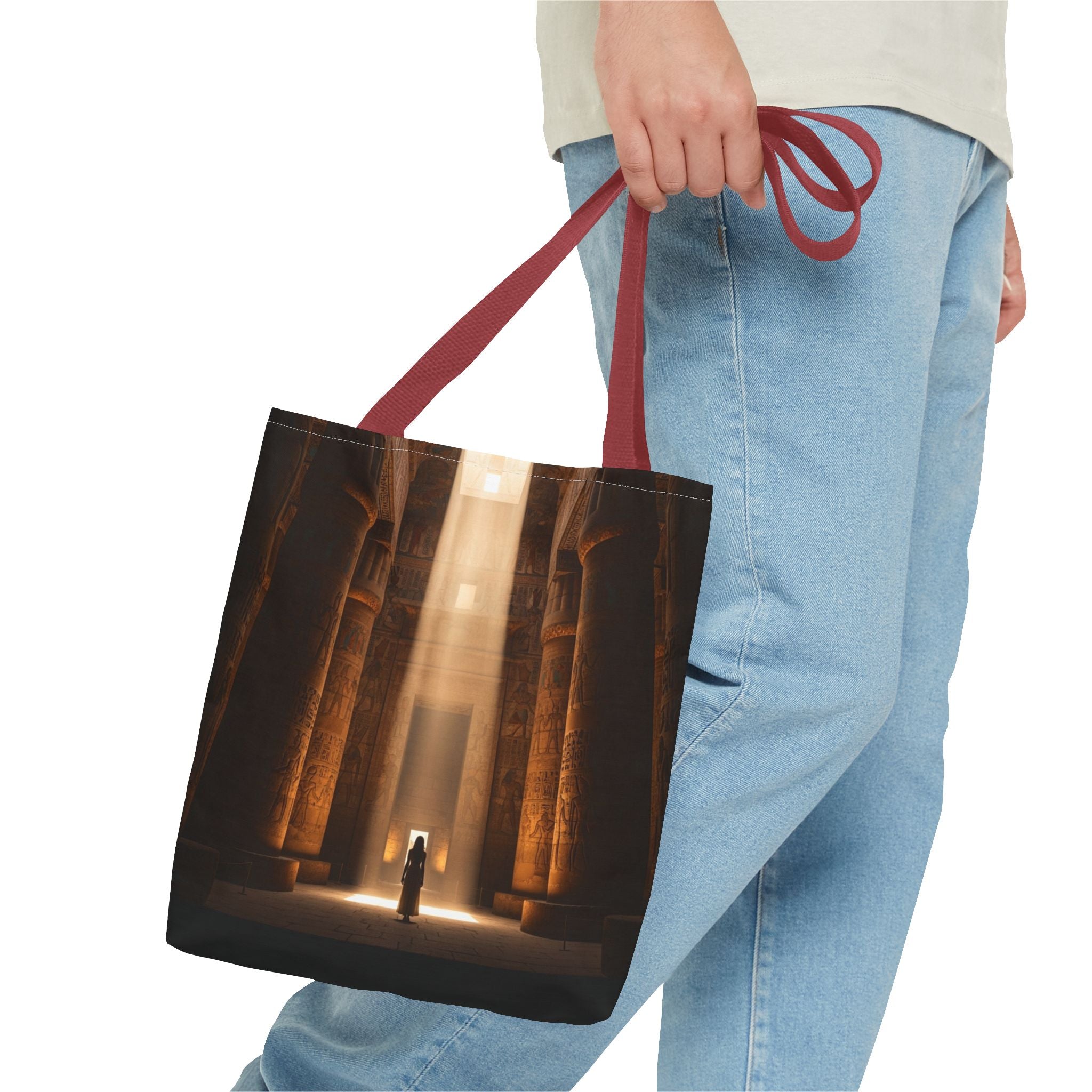 Mystic Temple Tote Bag — Ancient Light &amp; Symbolic Wheel AOP Tote