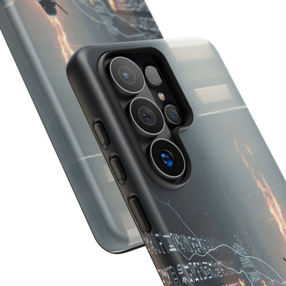 Phone Case - Cybermage Silhouette with Lightning Spell