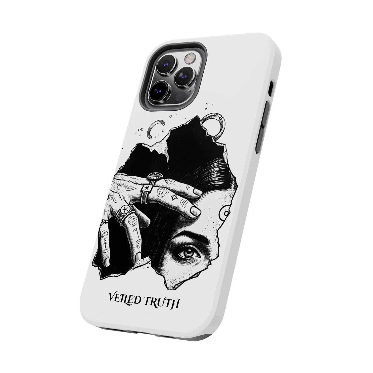 Tough Phone Case — Veiled Truth Black &amp; White Mystic Illustration